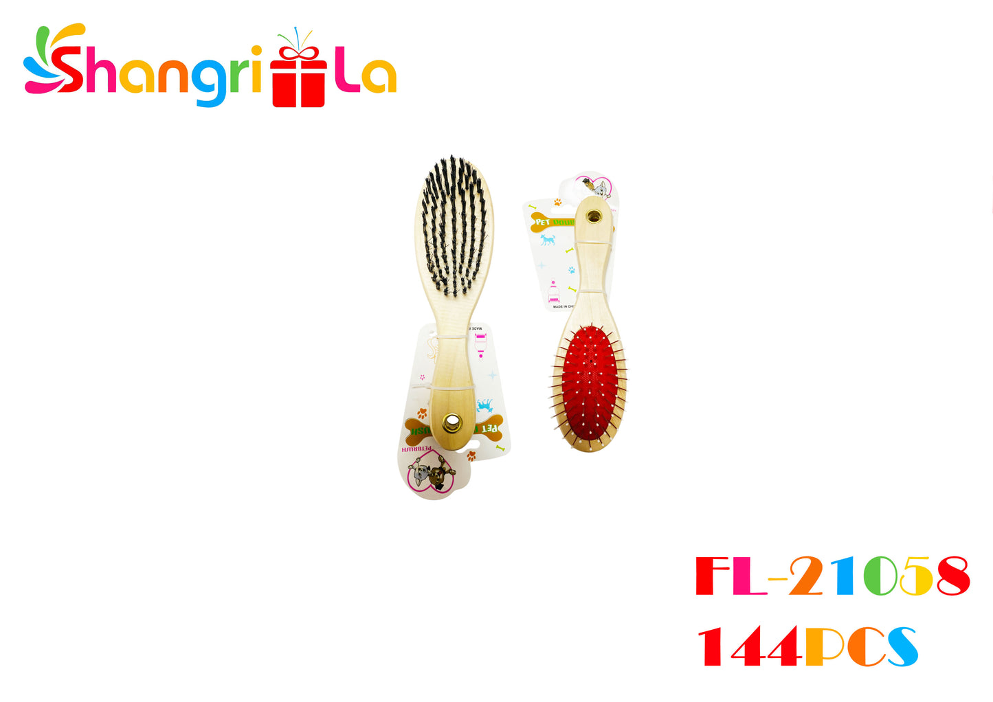 Cepillo de madera con doble peine para pelo de mascotas 21*6cm