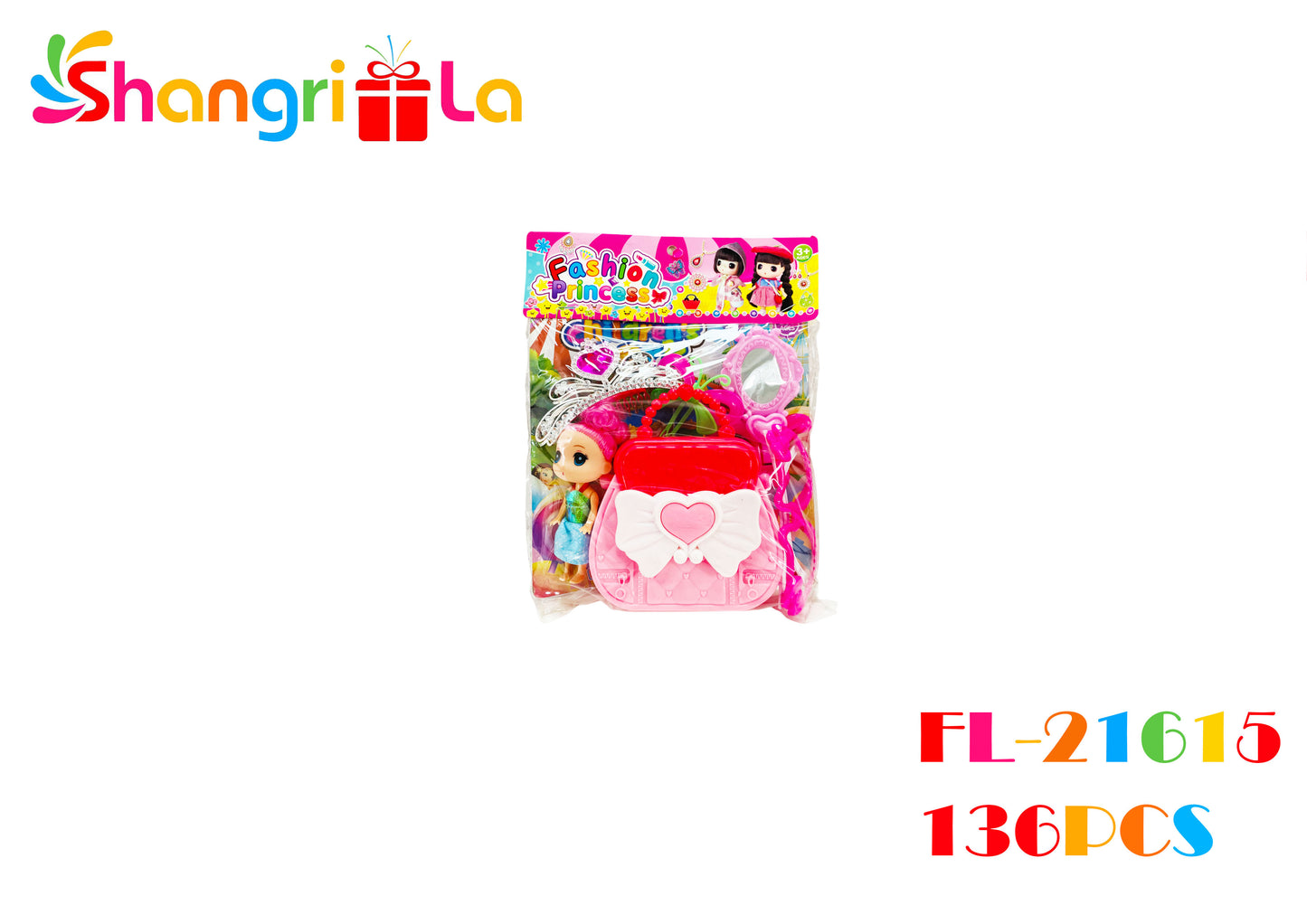 Set de 5 accesorios de juguete y una muñeca para niñas