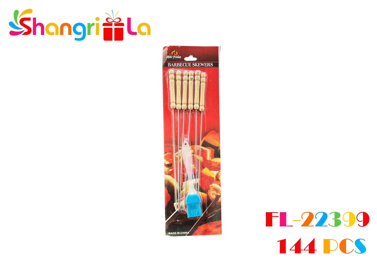 SET 6 PALOS DE BROCHETA METALICOS + BROCHA DE SILICONA UNICOLOR