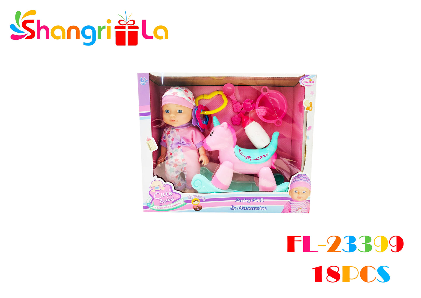 Muñeca bebe con mecedora 28cm