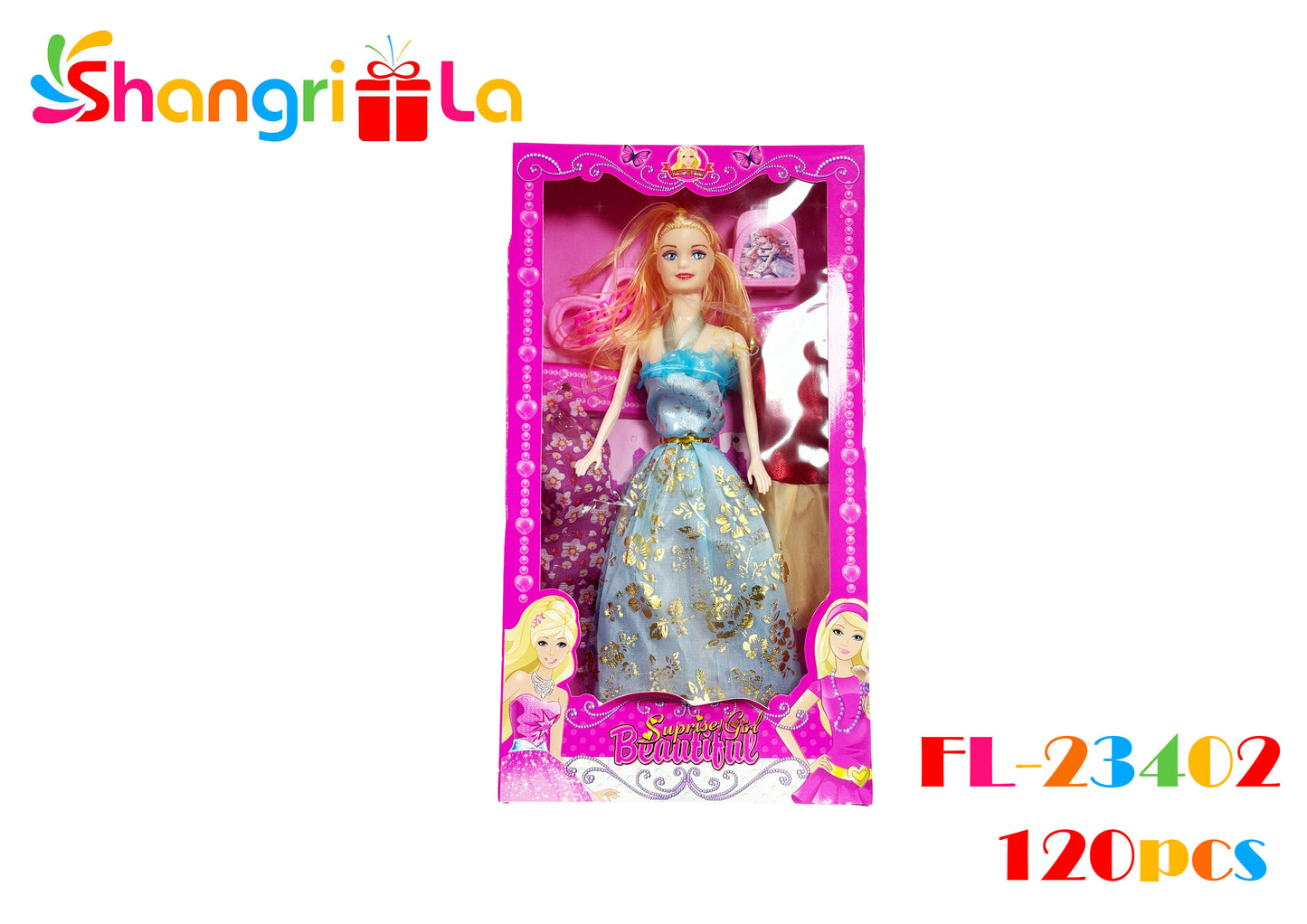 MUÑECA CON VESTIDO DE REPUESTO Y ACCESORIOS 28 CM