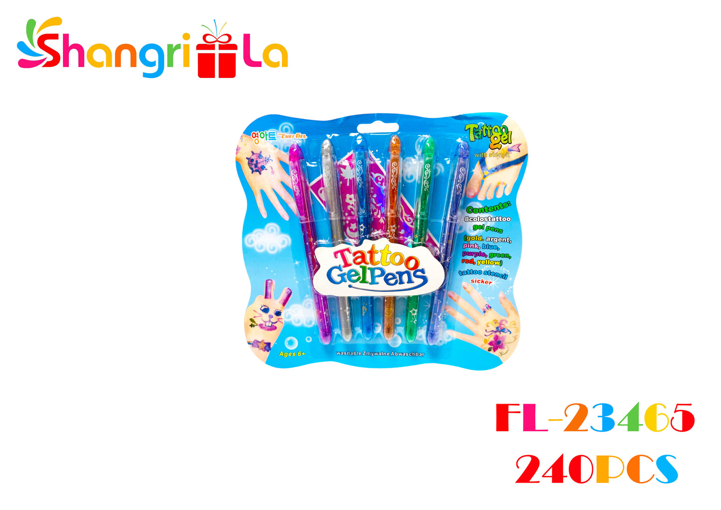 SET 6 LAPICES A GEL PARA TATUAJES CON STICKER