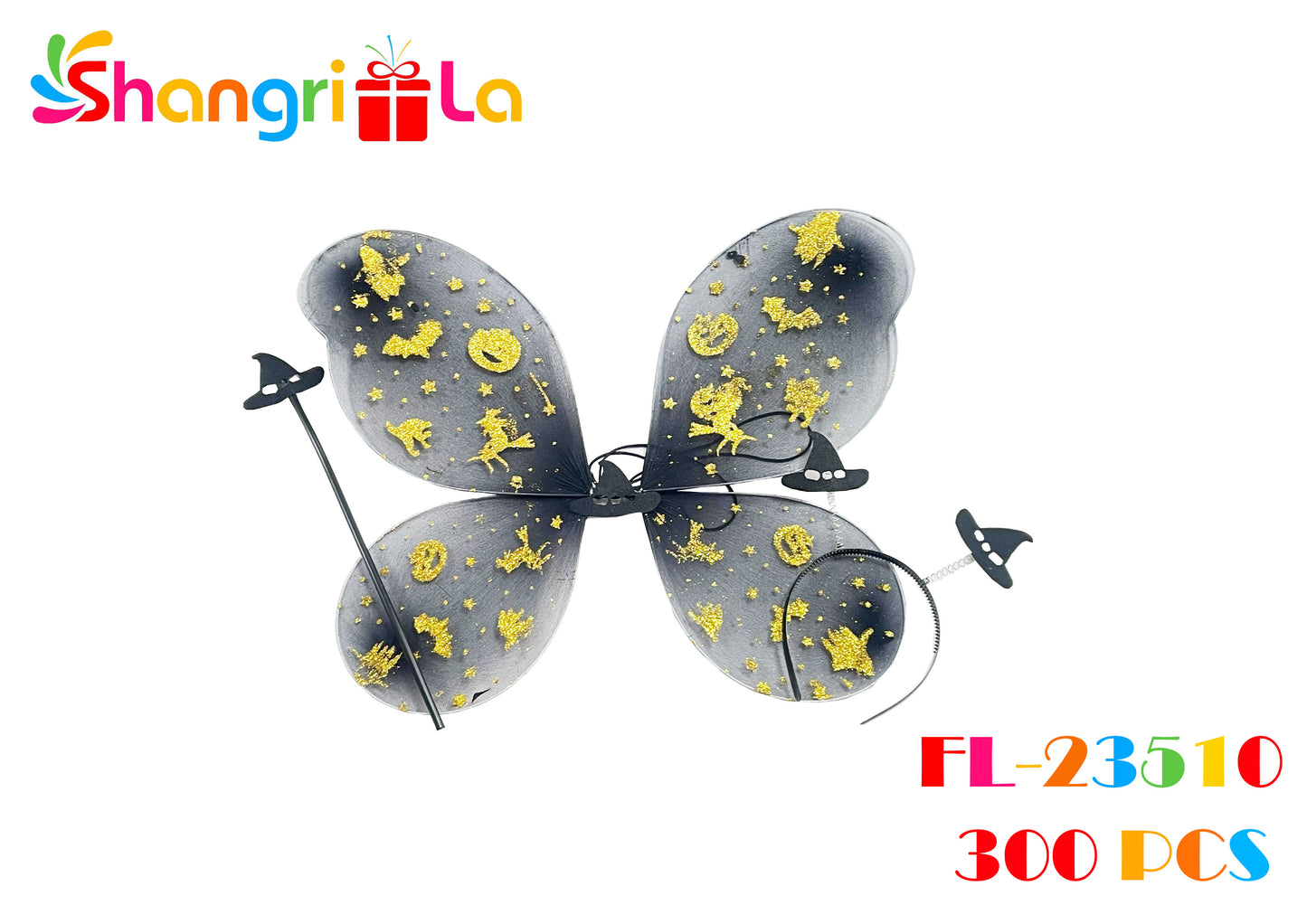 ALAS DE MARIPOSA NEGRA CON BRILLOS
