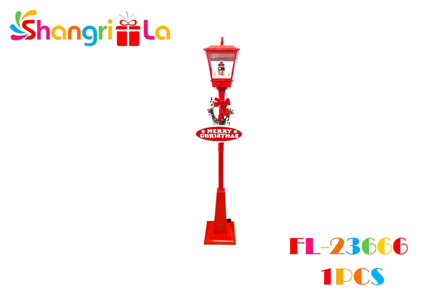 Faro de navidad, con nieve en movimiento, luces y musica 1.80cm