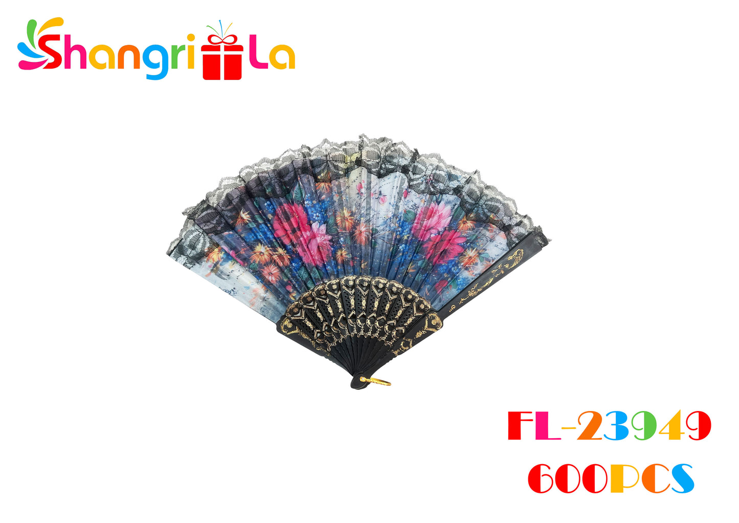 ABANICO FLORAL CON ENCAJE