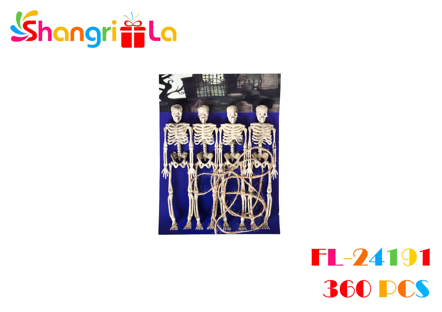 SET 4 COLGANTES DE ESQUELETOS DECORATIVOS