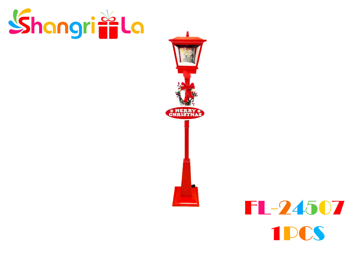 Faro de navidad, con nieve en movimiento, luces y musica 1.80cm