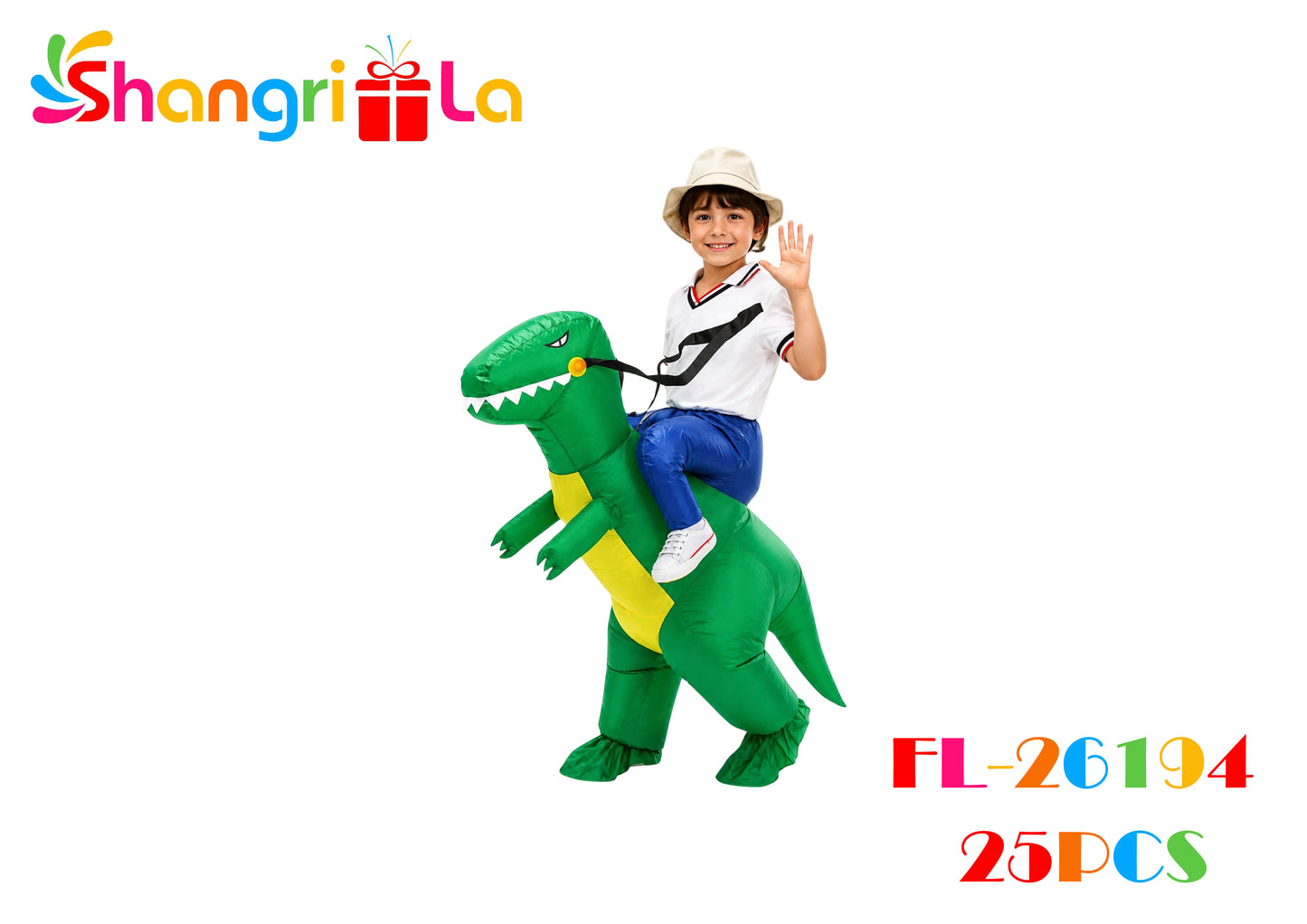 Disfraz inflable de dinosaurio para adulto