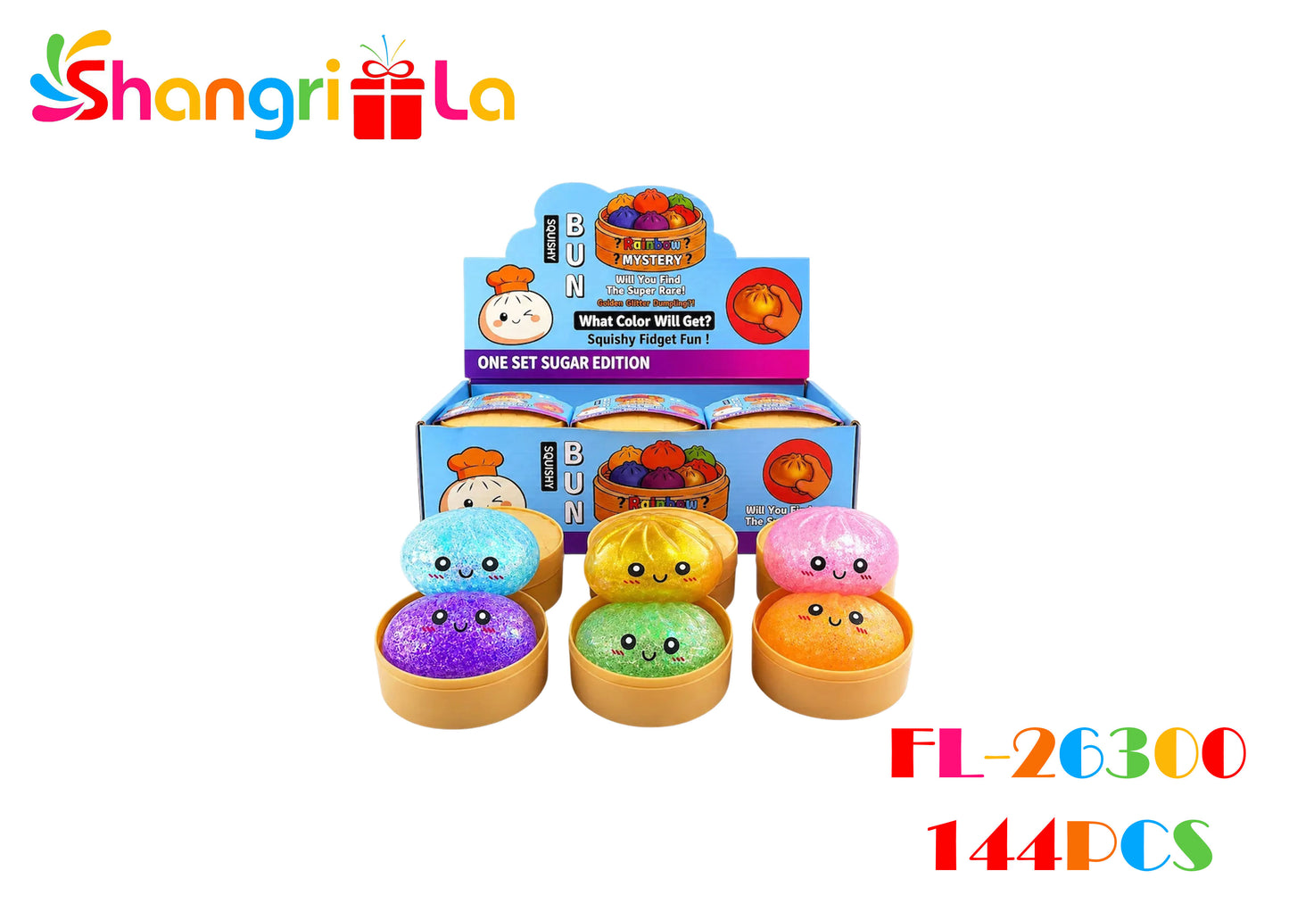 Squishy dumpling con glitter 8.5cm 12 unidades
