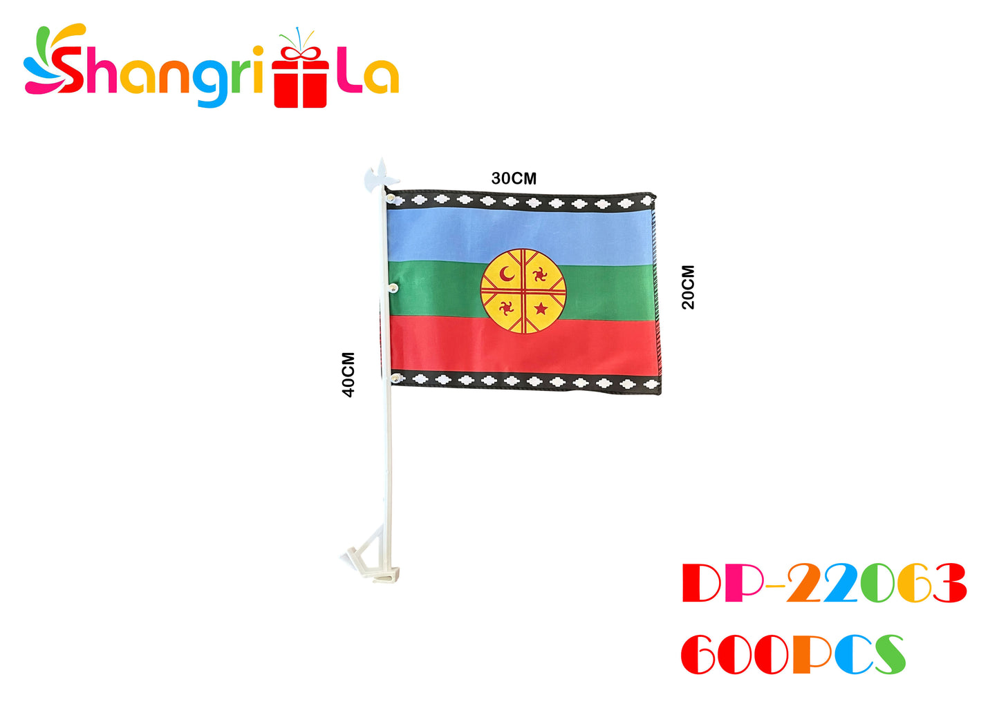 Bandera mapuche para auto 30*20cm