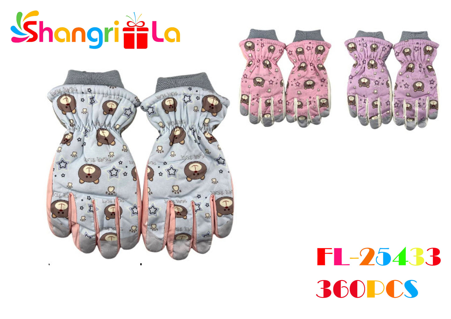 GUANTES DE INVIERNO PARA NIÑOS CON OSITOS Y CAMUFLAJE 23CM