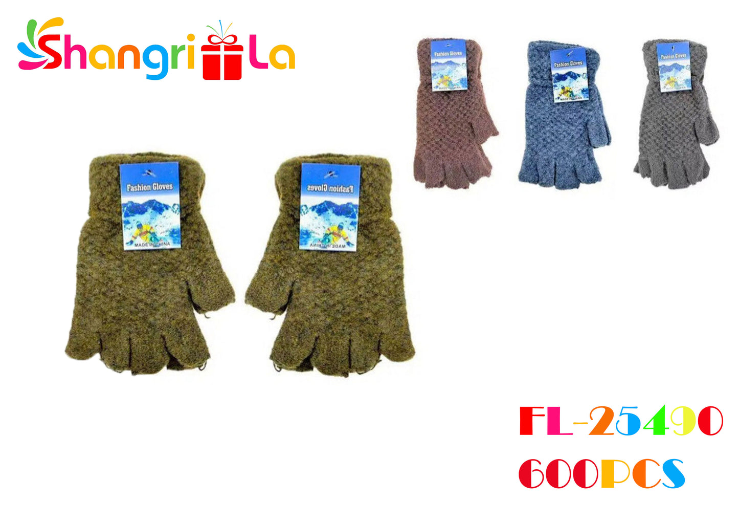 GUANTES DE INVIERNO MONOCROMATICOS DE MEDIO DEDO 20CM