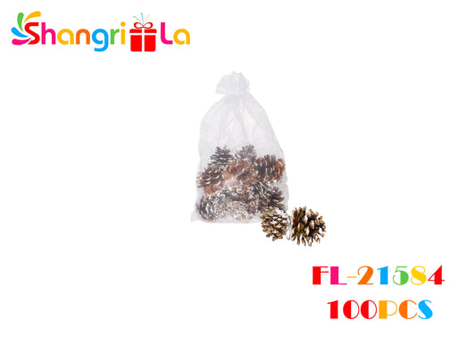 Bolsa de piña de pino artificial colgante 12pcs