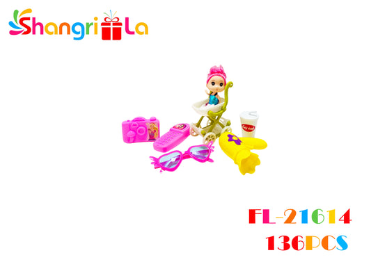 Muñeca con accesorios de juguete 7pcs
