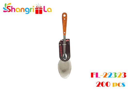 CUCHARA METALICA CON MANGO DE MADERA 32 CM