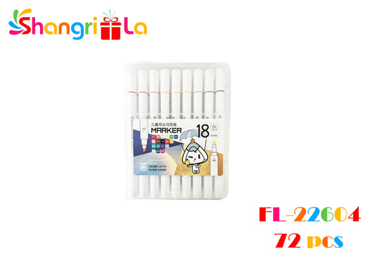 SET CAJA 18 PLUMONES DOBLE PUNTA