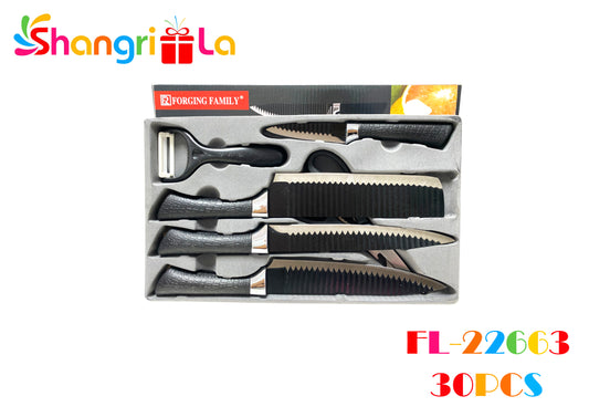 Set de 6pcs de cuchillos e implementos de cocina