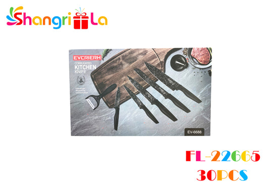 Set de 6 pcs de cuchillos e implementos de cocina