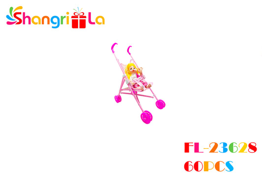 Coche plegable con bebe para niñas 63*20cm