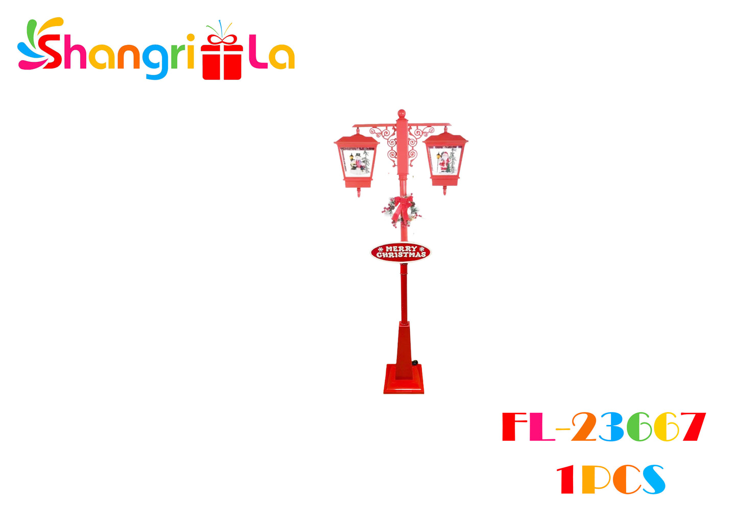 Farol con luces sonido y nieve de navidad 1.8m