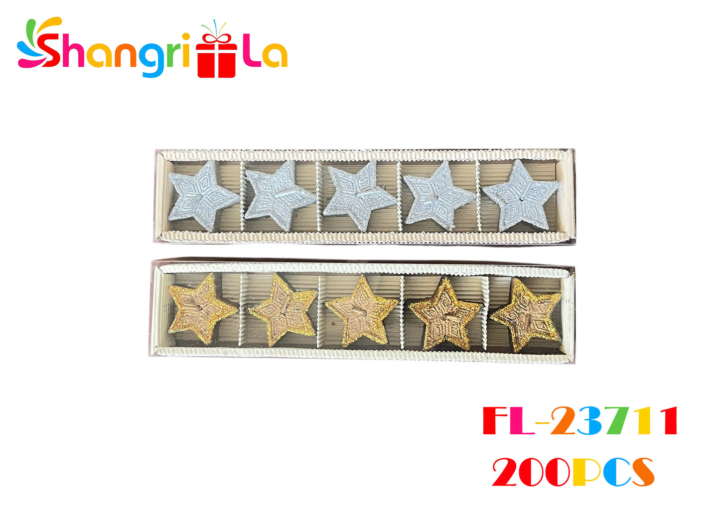 PACK 6 VELAS CON GLITTER EN FORMA DE ESTRELLA
