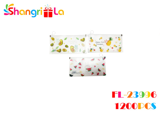 ESTUCHE TRANSPARENTE CON DISEÑO DE FRUTAS