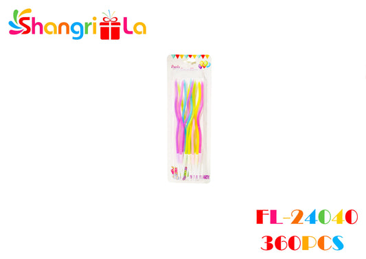 Paquete de 12 velas espirales de colores 15cm