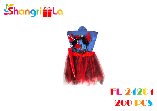 SET DISFRAZ DE DIABLA (TUTU , CINTILLO , COLA , CORBATIN)