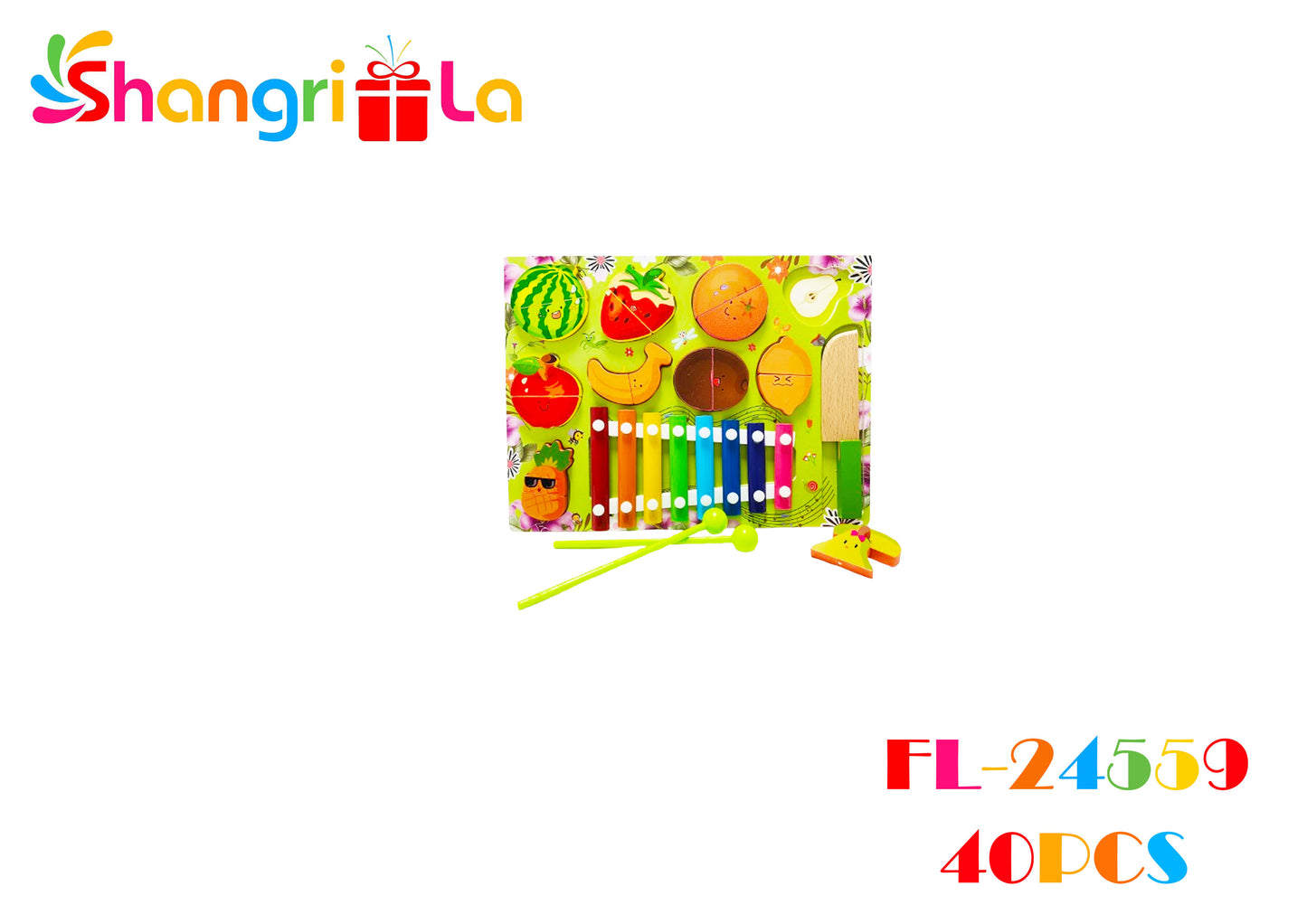 Tablero de frutas magnéticas para cortar y xilófono musical 30*23cm