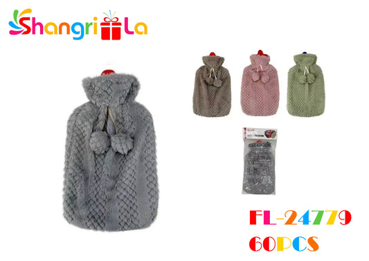 GUATERO CON FUNDA DE POLAR Y POMPONES