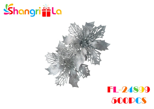 PACK 2 FLORES NAVIDEÑAS CON GLITTER