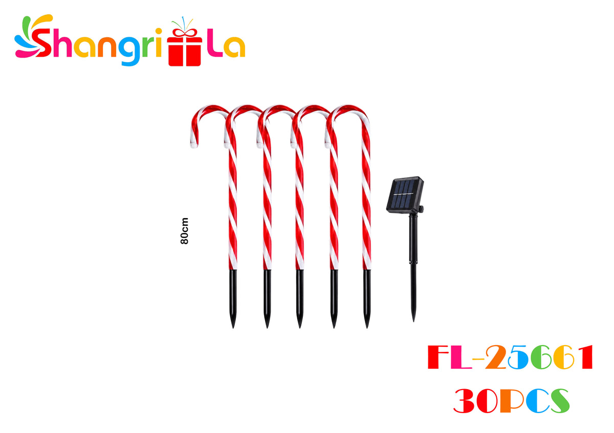 Estaca solar en forma de bastón 80cm 5pcs