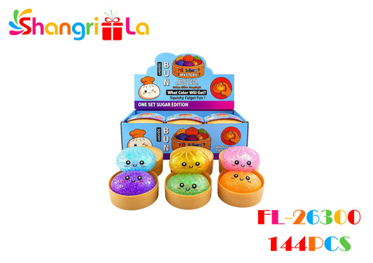 Embalaje squishy dumpling con glitter 144 unidades