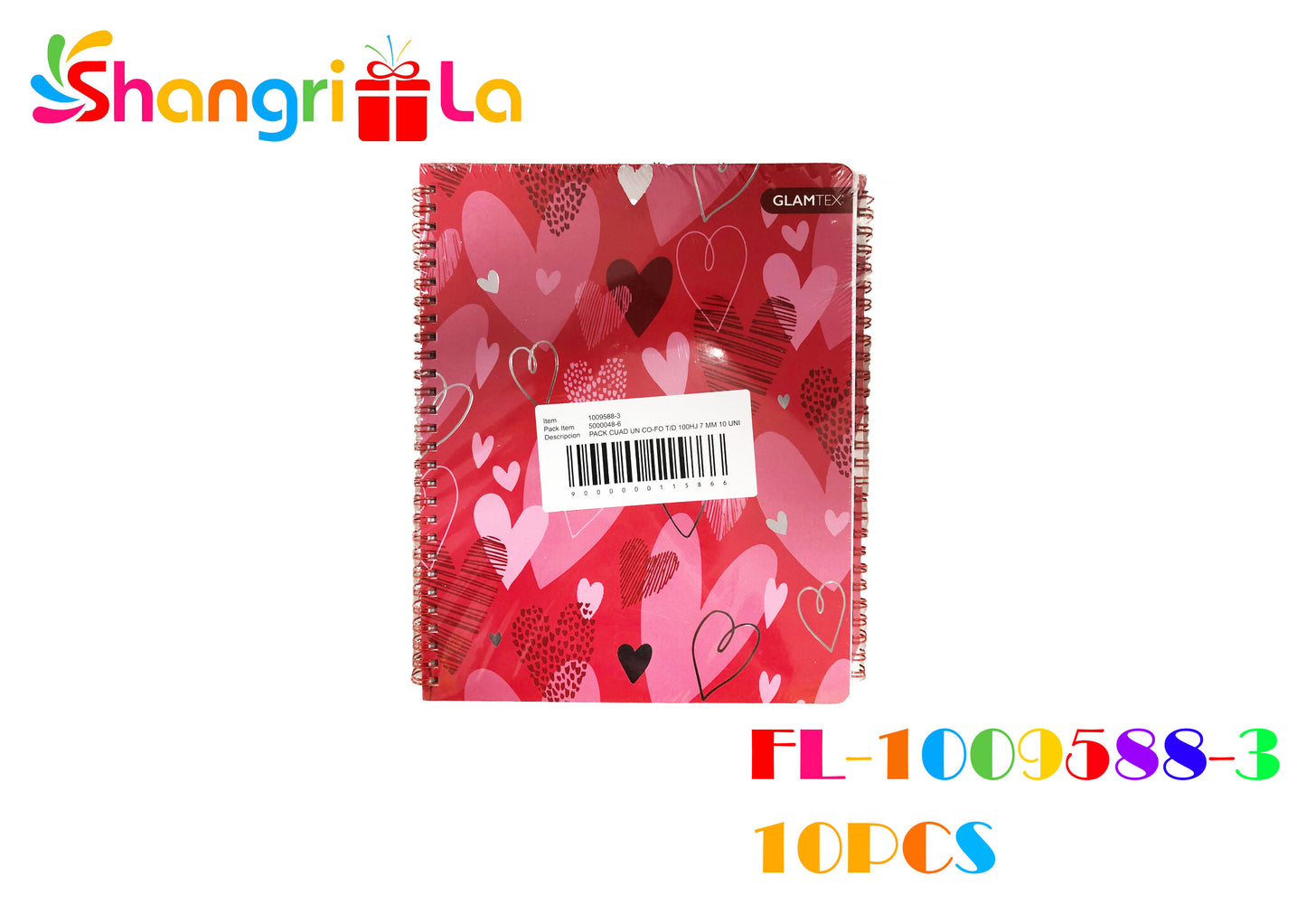 PACK CUADERNOS DE CORAZONES 10 UNIDADES