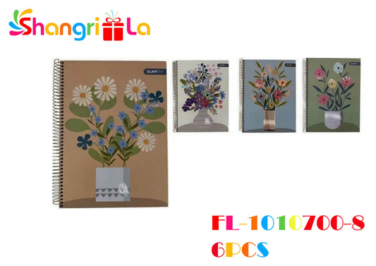 4 UNID CUADERNOS CARTA FLORES 120HJS 7MM
