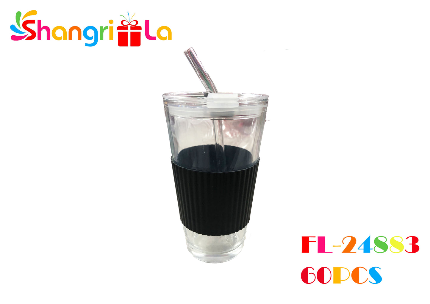 VASO DE VIDRIO CON TAPA Y BOMBILLA