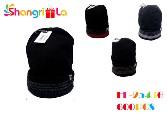 GORRO DE LANA PARA HOMBRE ESTILO "SOLDADO" CON UN DISEÑO DE RAYAS EN EL BORDE DOBLADO