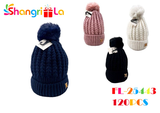 GORRO DE LANA PARA MUJER CON POMPON 28CM